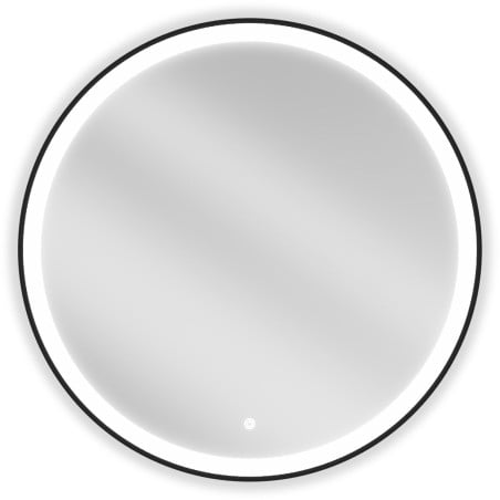 Mexen Esso kúpeľňové zrkadlo s podsvietením, okrúhle 80 cm, LED 6000K, anti-pára, čierny rám - 9825-080-080-611-70