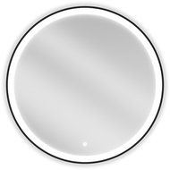 Mexen Esso osvetlené kúpeľňové zrkadlo, okrúhle 80 cm, LED 6000K, protihmla, čierny rám - 9825-080-080-611-70