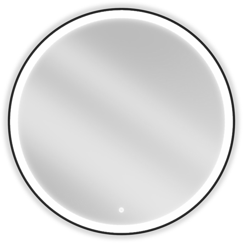 Mexen Esso osvetlené okrúhle kúpeľňové zrkadlo, 90 cm, LED 6000K, proti zahmlievaniu, čierny rám - 9825-090-090-611-70