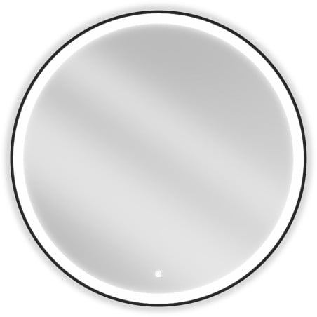 Mexen Esso osvetlené okrúhle kúpeľňové zrkadlo, 90 cm, LED 6000K, proti zahmlievaniu, čierny rám - 9825-090-090-611-70