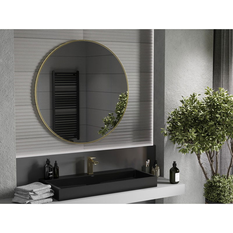 Mexen Loft okrúhle kúpeľňové zrkadlo 100 cm, zlatý rám - 9850-100-100-000-50