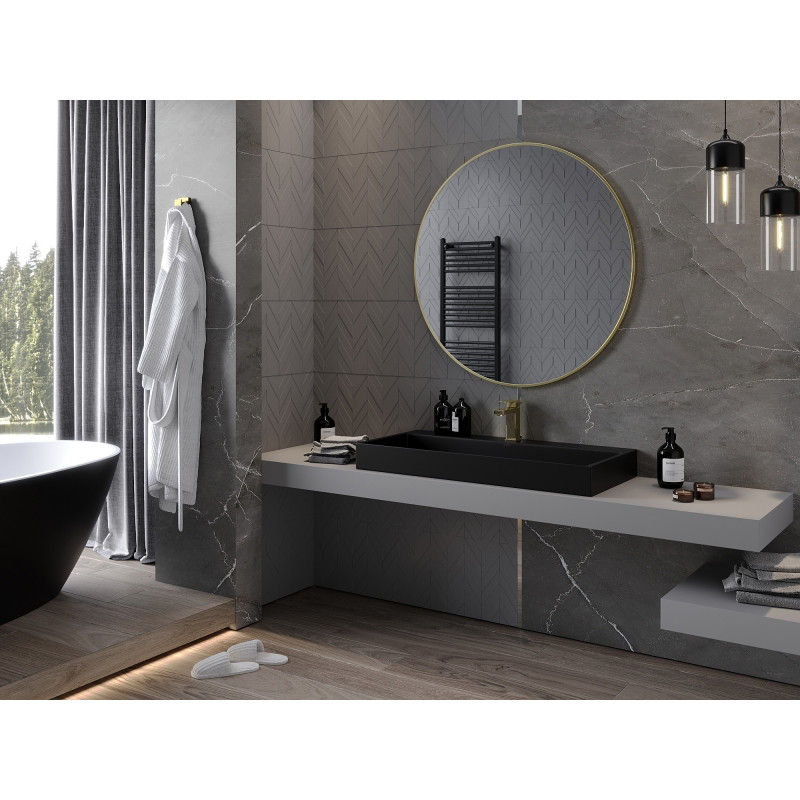 Mexen Loft Okrúhle kúpeľňové zrkadlo 100 cm, rám v brúsenom zlate - 9850-100-100-000-50