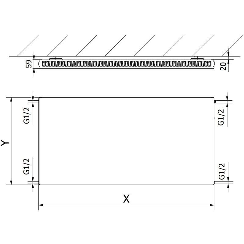 Mexen CF11 Plochý panelový radiátor 300 x 600 mm, bočné pripojenie, 273 W, antracit - W411F-030-060-66