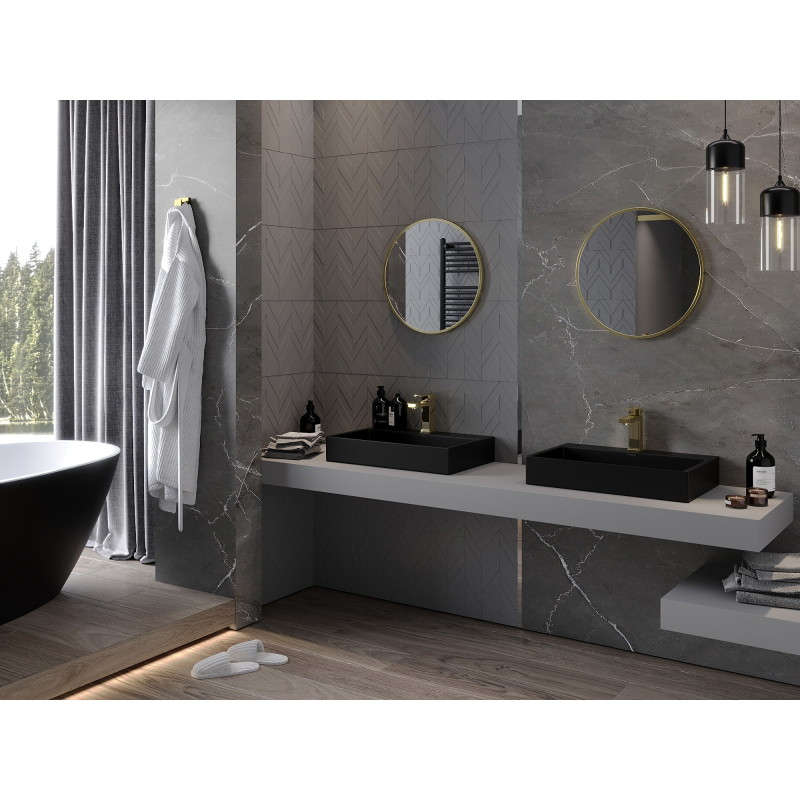 Mexen Loft kúpeľňové zrkadlo okrúhle 35 cm, zlatý rám - 9850-035-035-000-50
