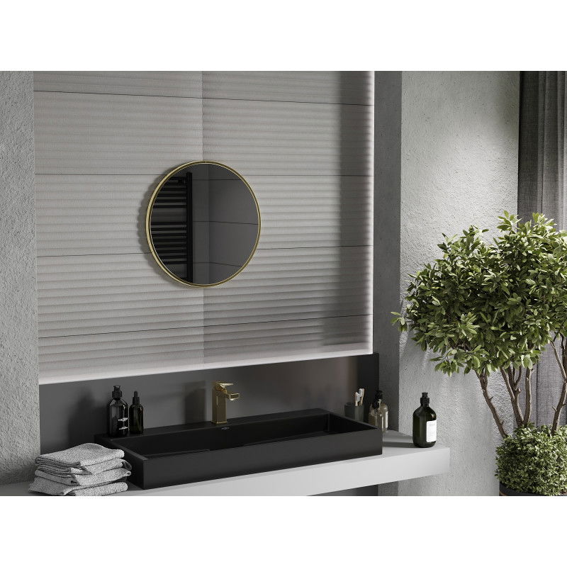 Mexen Loft okrúhle zrkadlo do kúpeľne 40 cm, zlatý rám - 9850-040-040-000-50