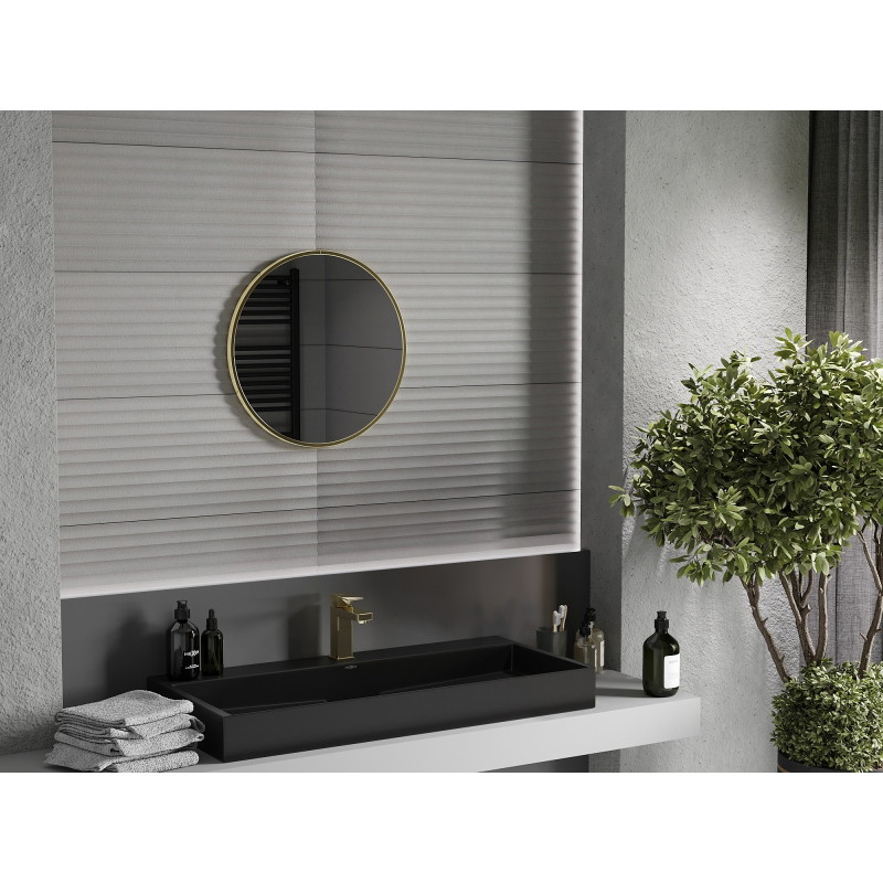 Mexen Loft okrúhle zrkadlo do kúpeľne 50 cm, zlatý rám - 9850-050-050-000-50