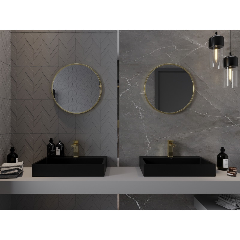 Mexen Loft okrúhle zrkadlo do kúpeľne 50 cm, zlatý rám - 9850-050-050-000-50