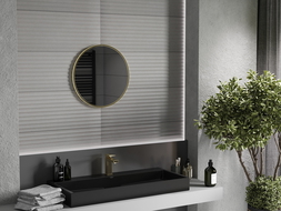 Mexen Loft okrúhle kúpeľňové zrkadlo 55 cm, zlatý rám - 9850-055-055-000-50