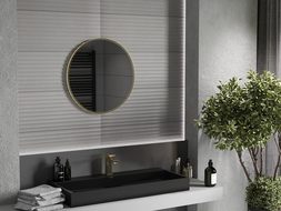Mexen Loft okrúhle kúpeľňové zrkadlo 60 cm, zlatý rám - 9850-060-060-000-50