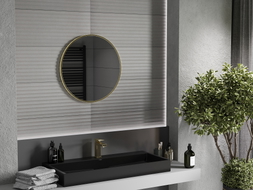 Mexen Loft okrúhle kúpeľňové zrkadlo 65 cm, zlatý rám - 9850-065-065-000-50