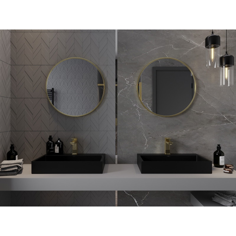 Mexen Loft okrúhle kúpeľňové zrkadlo 65 cm, zlatý rám - 9850-065-065-000-50