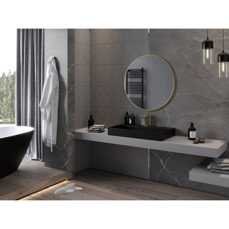 Mexen Loft okrúhle kúpeľňové zrkadlo 80 cm, zlatý rám - 9850-080-080-000-50