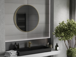 Mexen Loft kúpeľňové okrúhle zrkadlo 85 cm, zlatý rám - 9850-085-085-000-50