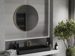 Mexen Loft okrúhle kúpeľňové zrkadlo 85 cm, zlatý rám - 9850-085-085-000-50
