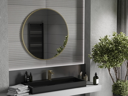 Mexen Loft okrúhle kúpeľňové zrkadlo 90 cm, zlatý rám - 9850-090-090-000-50