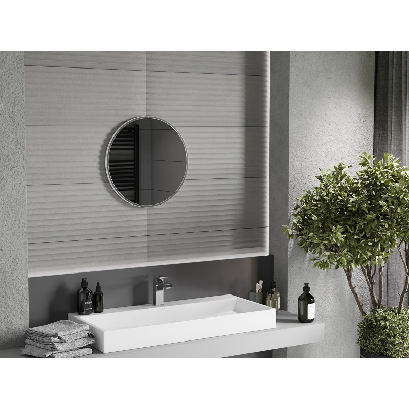 Mexen Loft okrúhle kúpeľňové zrkadlo 40 cm, rám inox - 9850-040-040-000-10