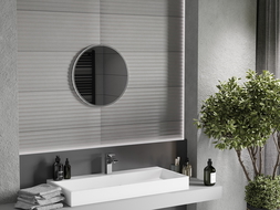 Mexen Loft zrkadlo okrúhle 40 cm, rám inox - 9850-040-040-000-10