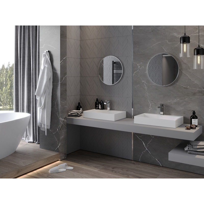 Mexen Loft okrúhle kúpeľňové zrkadlo 40 cm, rám inox - 9850-040-040-000-10