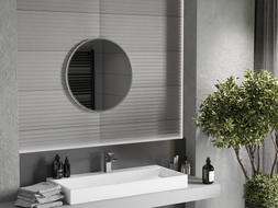 Mexen Loft kúpeľňové zrkadlo okrúhle 60 cm, rám inox - 9850-060-060-000-10