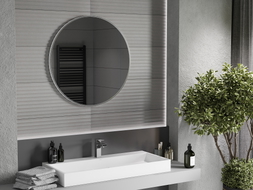 Mexen Loft okrúhle kúpeľňové zrkadlo 80 cm, inox rám - 9850-080-080-000-10