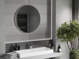 Mexen Loft okrúhle kúpeľňové zrkadlo 80 cm, rám inox - 9850-080-080-000-10