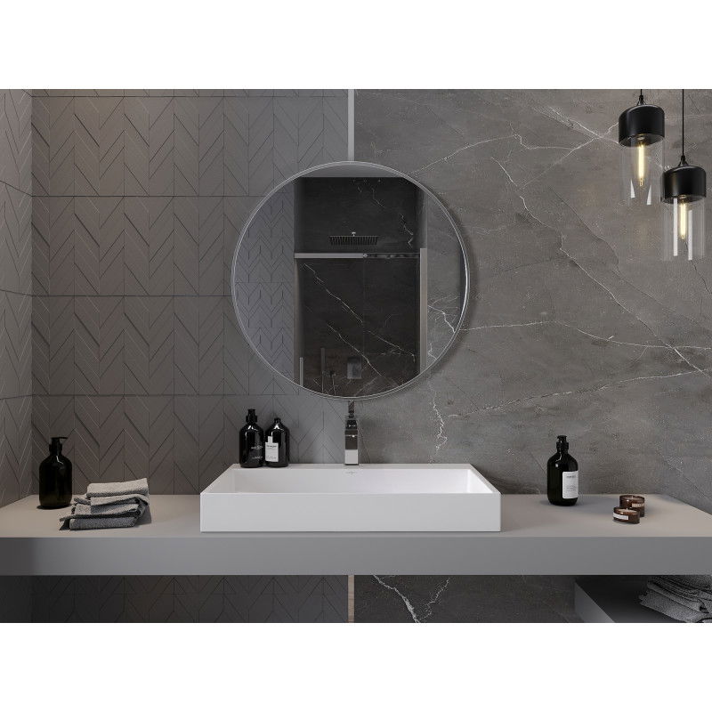 Mexen Loft okrúhle kúpeľňové zrkadlo 80 cm, rám inox - 9850-080-080-000-10