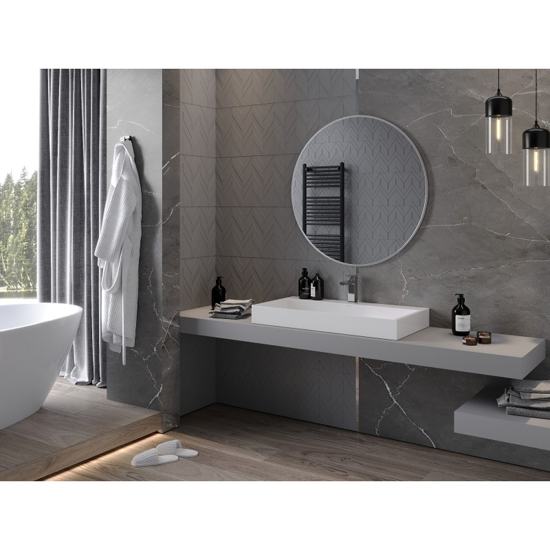 Mexen Loft kúpeľňové okrúhle zrkadlo 90 cm, rám inox - 9850-090-090-000-10