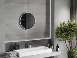 Mexen Loft kúpeľňové zrkadlo okrúhle 30 cm, biely rám - 9850-030-030-000-20