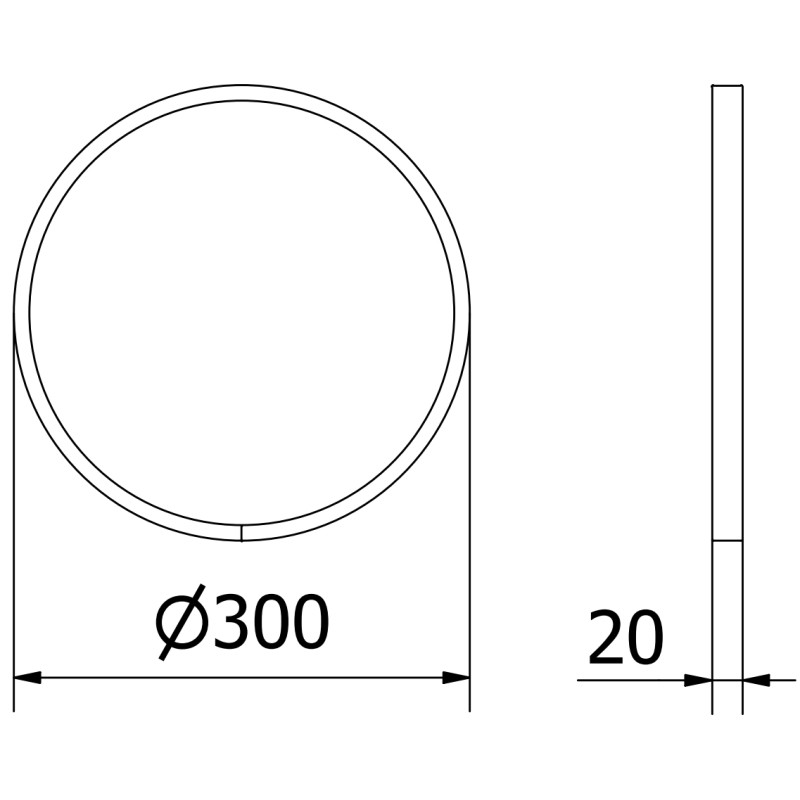 Mexen Loft kúpeľňové zrkadlo okrúhle 30 cm, biely rám - 9850-030-030-000-20