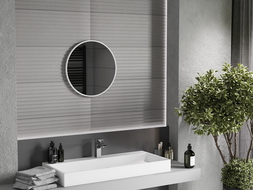 Mexen Loft okrúhle zrkadlo do kúpeľne 40 cm, biely rám - 9850-040-040-000-20