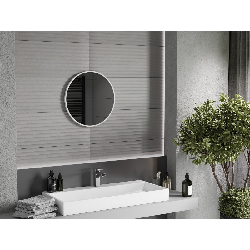 Mexen Loft kúpeľňové zrkadlo okrúhle 50 cm, biely rám - 9850-050-050-000-20