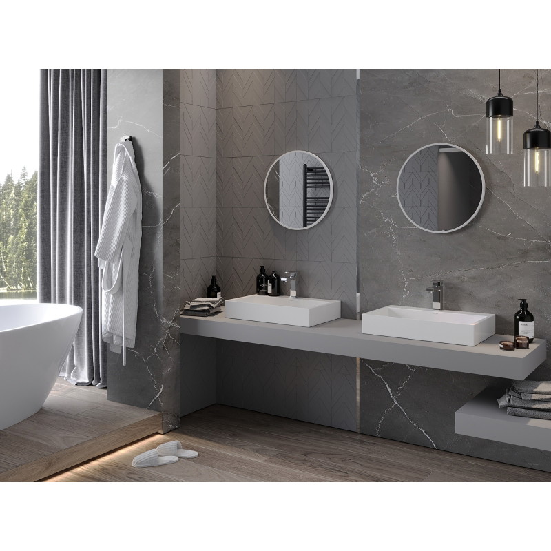 Mexen Loft kúpeľňové zrkadlo okrúhle 50 cm, biely rám - 9850-050-050-000-20