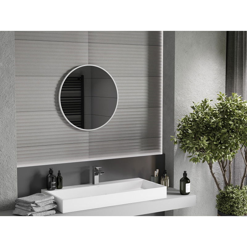 Mexen Loft okrúhle kúpeľňové zrkadlo 60 cm, biely rám - 9850-060-060-000-20
