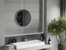 Mexen Loft kúpeľňové zrkadlo okrúhle 60 cm, biely rám - 9850-060-060-000-20