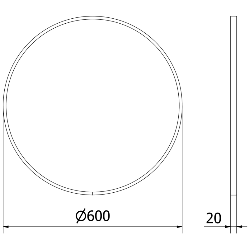 Mexen Loft okrúhle kúpeľňové zrkadlo 60 cm, biely rám - 9850-060-060-000-20