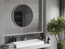 Mexen Loft kruhové kúpeľňové zrkadlo 80 cm, biely rám - 9850-080-080-000-20