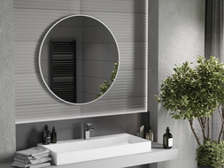 Mexen Loft kúpeľňové zrkadlo okrúhle 90 cm, biely rám - 9850-090-090-000-20