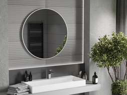 Mexen Loft okrúhle zrkadlo do kúpeľne 90 cm, biely rám - 9850-090-090-000-20