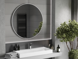 Mexen Loft okrúhle kúpeľňové zrkadlo 100 cm, biely rám - 9850-100-100-000-20