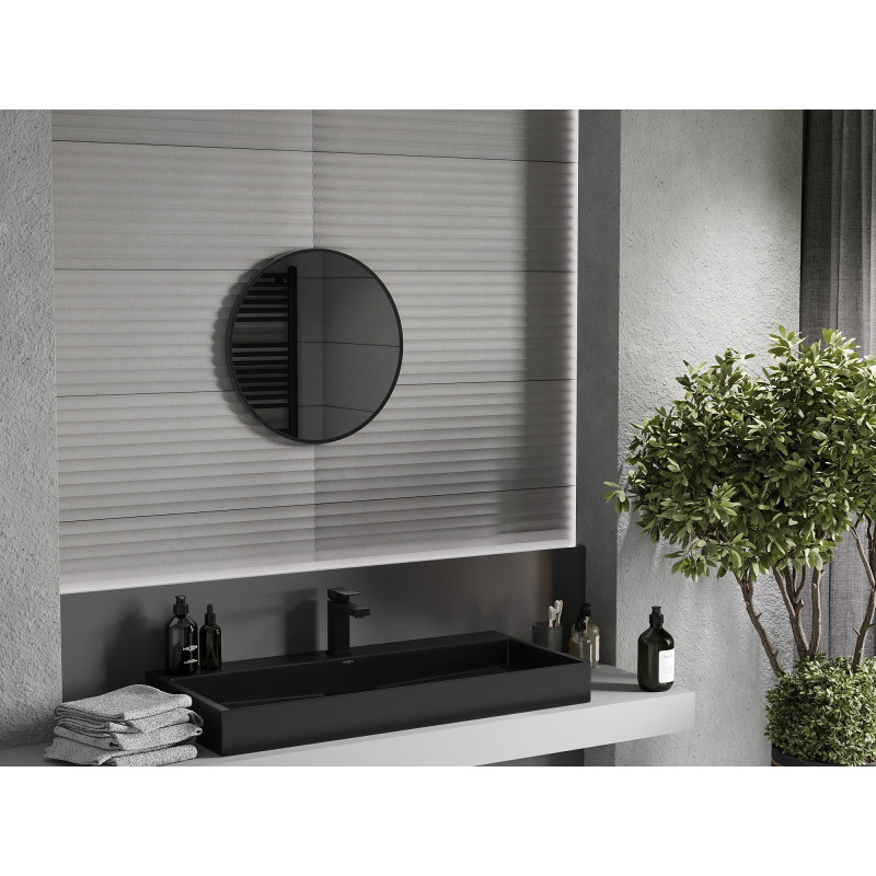Mexen Loft okrúhle zrkadlo do kúpeľne 35 cm, čierny rám - 9850-035-035-000-70