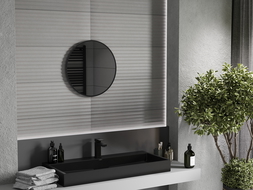 Mexen Loft okrúhle kúpeľňové zrkadlo 35 cm, čierny rám - 9850-035-035-000-70