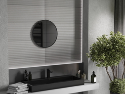 Mexen Loft okrúhle kúpeľňové zrkadlo 45 cm, čierny rám - 9850-045-045-000-70