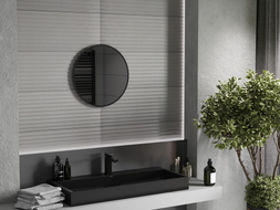 Mexen Loft kúpeľňové okrúhle zrkadlo 50 cm, čierny rám - 9850-050-050-000-70