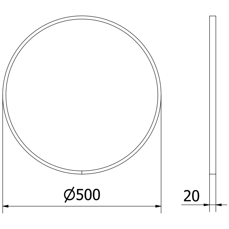 Mexen Loft okrúhle kúpeľňové zrkadlo 50 cm, čierny rám - 9850-050-050-000-70