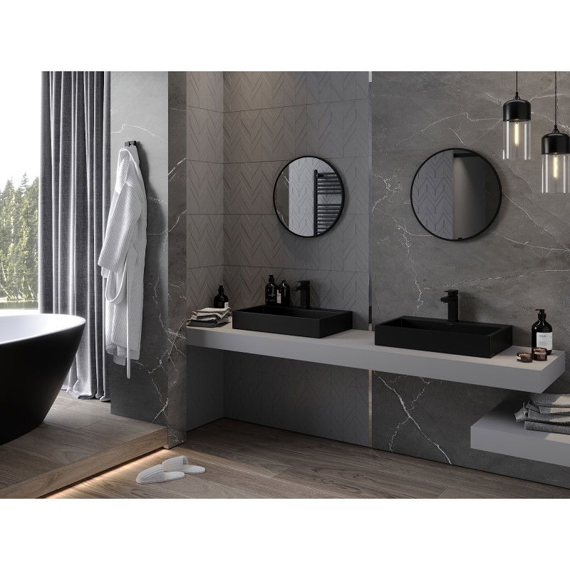 Mexen Loft okrúhle kúpeľňové zrkadlo 55 cm, čierny rám - 9850-055-055-000-70