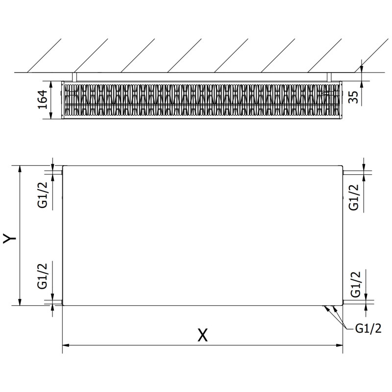 Mexen CVF33 Ploché doskové radiátory 600 x 500 mm, spodné pripojenie, 1100 W, biele - W633F-060-050-00