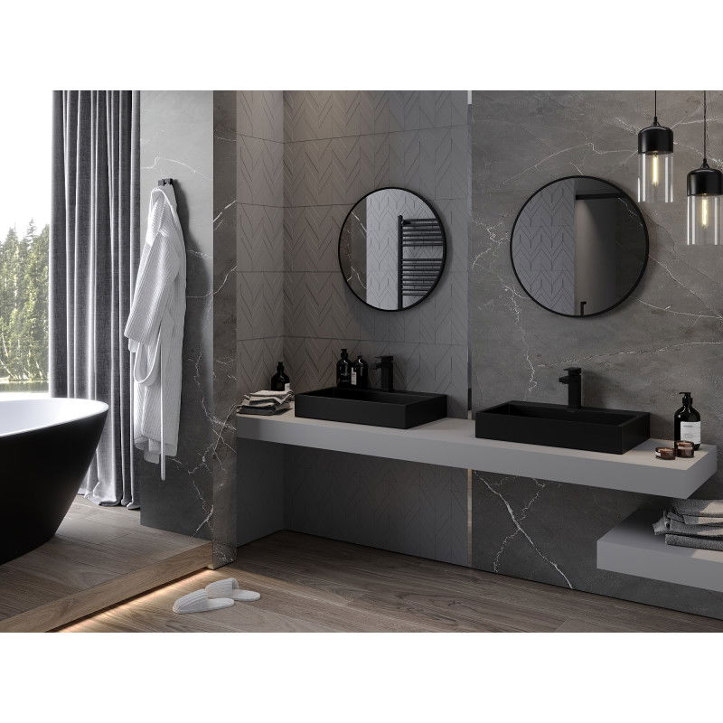 Mexen Loft okrúhle kúpeľňové zrkadlo 60 cm, čierny rám - 9850-060-060-000-70