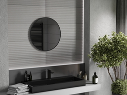 Mexen Loft kúpeľňové okrúhle zrkadlo 65 cm, čierny rám - 9850-065-065-000-70