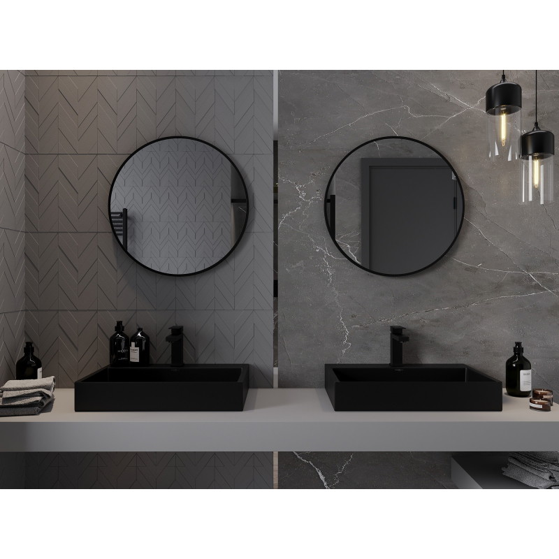 Mexen Loft okrúhle kúpeľňové zrkadlo 65 cm, čierny rám - 9850-065-065-000-70