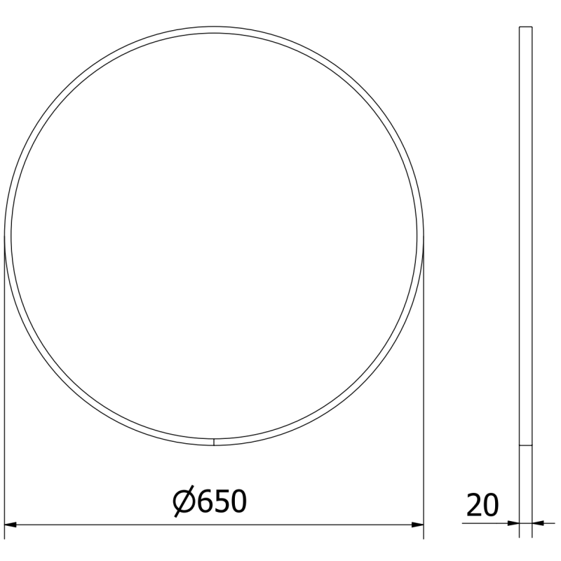 Mexen Loft kúpeľňové zrkadlo okrúhle 65 cm, čierny rám - 9850-065-065-000-70